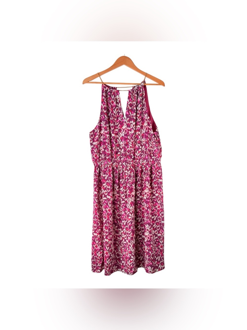 New WORTH New York Women Magenta Silk Abstract Print Lined Dress Chain Size 16